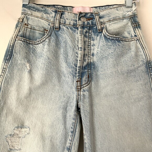 Revice Jeans Butt Cut Distressed Button Fly Straight Leg Blue 24 - Picture 10 of 13
